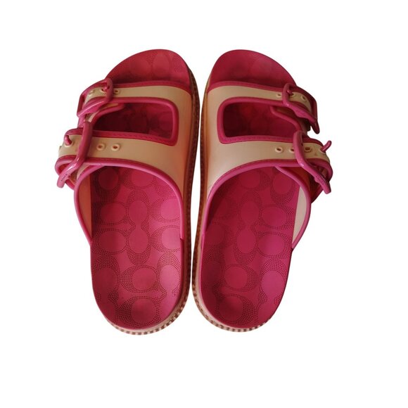 Coach Lainey Platform Flower Pink Slide Rubber Sandals, Size 7B, Buckle, READ - Picture 3 of 12